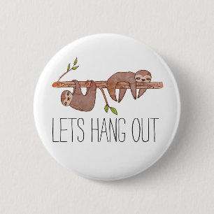 Baby Sloths hanging on Tree Pattern 6 Cm Round Badge