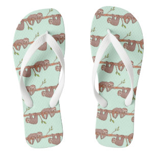 Baby Sloths hanging on Tree Pattern Thongs