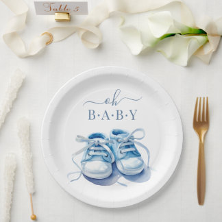 Baby Sneakers Baby Shower Invitation, Baby Boy Paper Plate