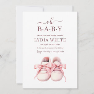 Baby Sneakers Baby Shower Invitation, Baby girl Invitation