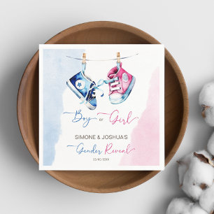 Baby sneakers boy or girl pink blue gender reveal  napkin