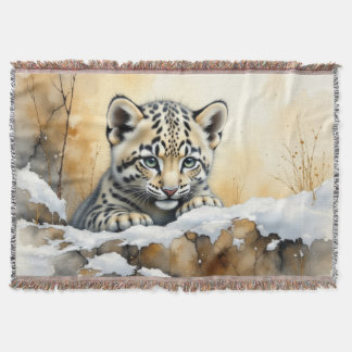 Baby Snow Leopard Throw Blanket