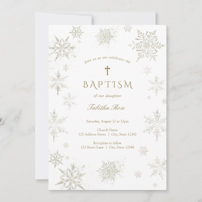 Baby Snowflake Baptism Invitation (Front)