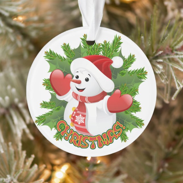 Baby Snowman with Crystal Snowflakes Ornament (Tree)