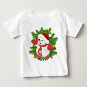 Baby Snowman with Crystal Snowflakes Ornament Baby T-Shirt