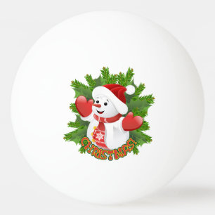 Baby Snowman with Crystal Snowflakes Ornament Ping Pong Ball