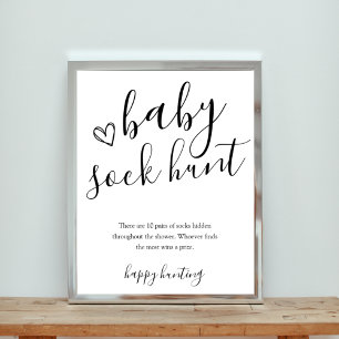 Baby Sock Hunt Baby Shower Game Sign