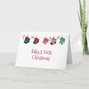 Baby Socks, Baby's 1st Christmas Holiday Card
