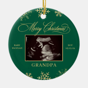Baby Sonogram Grandpa Grandma Ultrasound Christmas Ceramic Ornament