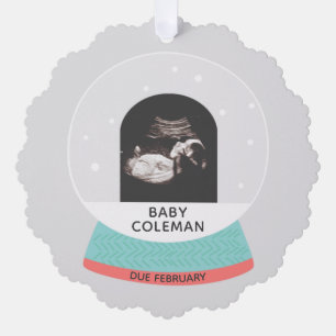 Baby Sonogram Snow Globe Christmas Ornament Card