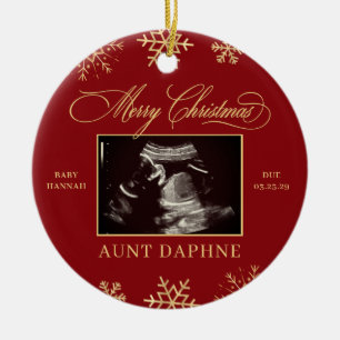 Baby Sonogram Surprise Family Ultrasound Christmas Ceramic Ornament