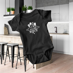 Baby Sous Chef Kitchen Utensil and Greenery Bodysuit