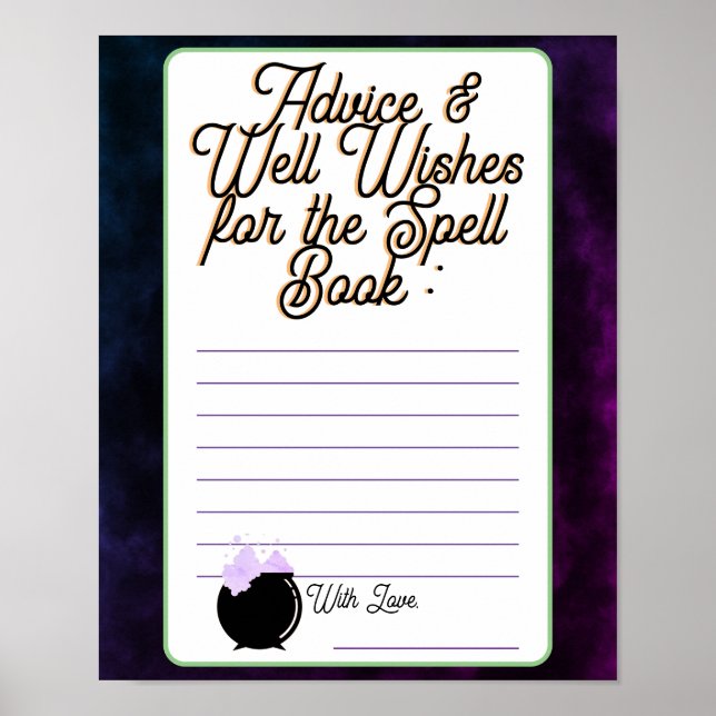 Baby Spell Book Advice & Well Wishes Poster (Front)