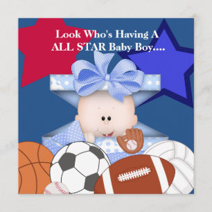 BABY  SPORTS SHOWER INVITATION FOR BOY