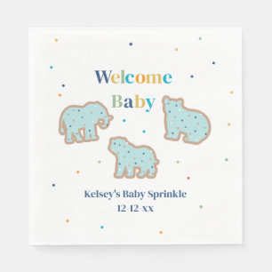 Baby Sprinkle Animal Cookies Boy Baby Shower Napkin