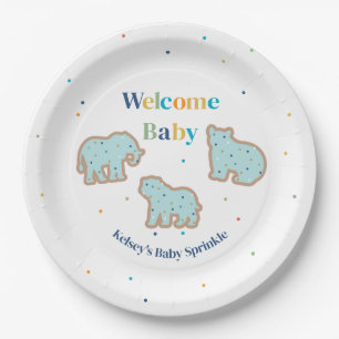 Baby Sprinkle Animal Cookies Boy Baby Shower Paper Plate