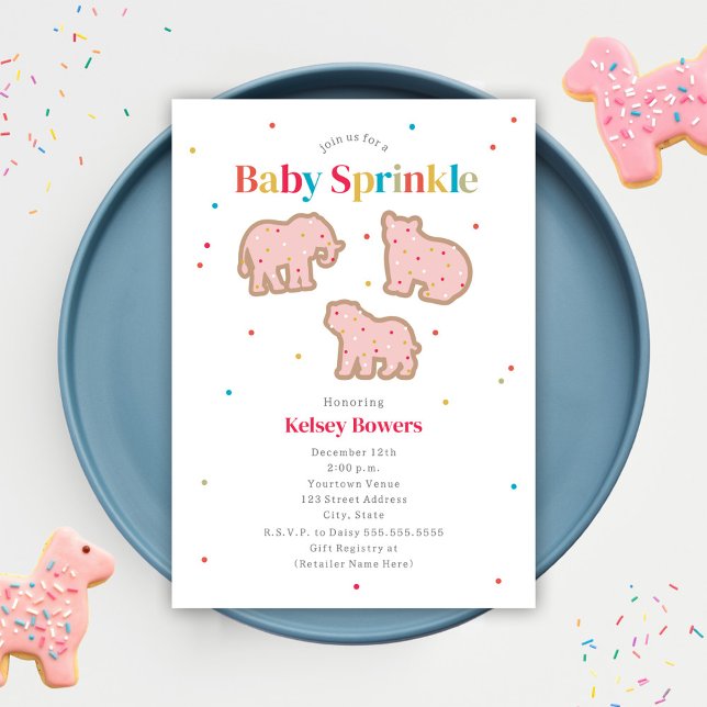 Baby Sprinkle Animal Cookies Girl Baby Shower Invitation (Creator Uploaded)