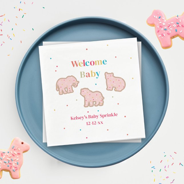 Baby Sprinkle Animal Cookies Girl Baby Shower Napkin (Creator Uploaded)