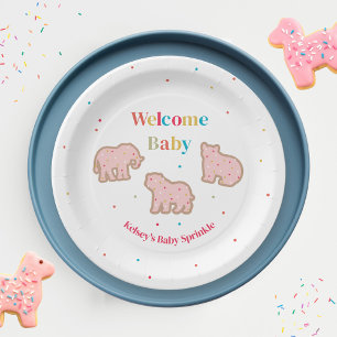 Baby Sprinkle Animal Cookies Girl Baby Shower Paper Plate