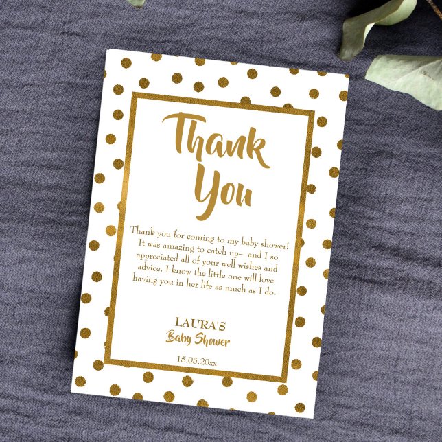 Baby sprinkle baby shower golden  thank you card (Creator Uploaded)