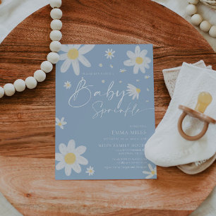 Baby Sprinkle, Baby Shower invitation Daisy Blue