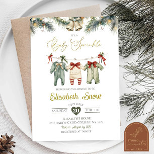 Baby Sprinkle Clothesline Holiday Baby Shower Invitation