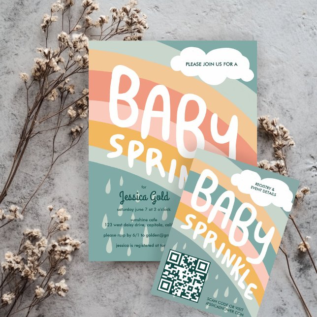 BABY SPRINKLE Clouds Rainbow Cute Custom QR CODE Enclosure Card (BABY SPRINKLE Clouds Rainbow Cute Custom QR CODE Enclosure Card
)