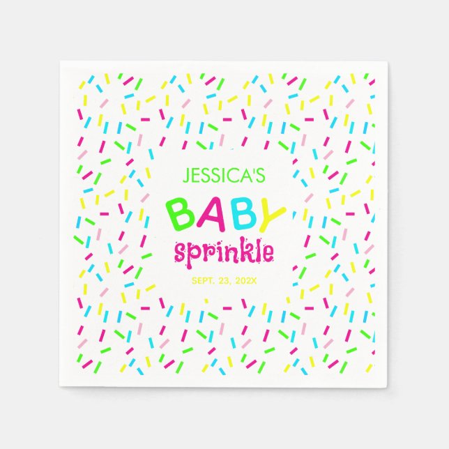 Baby Sprinkle Colourful Rainbow Sprinkles Shower  Napkin (Front)