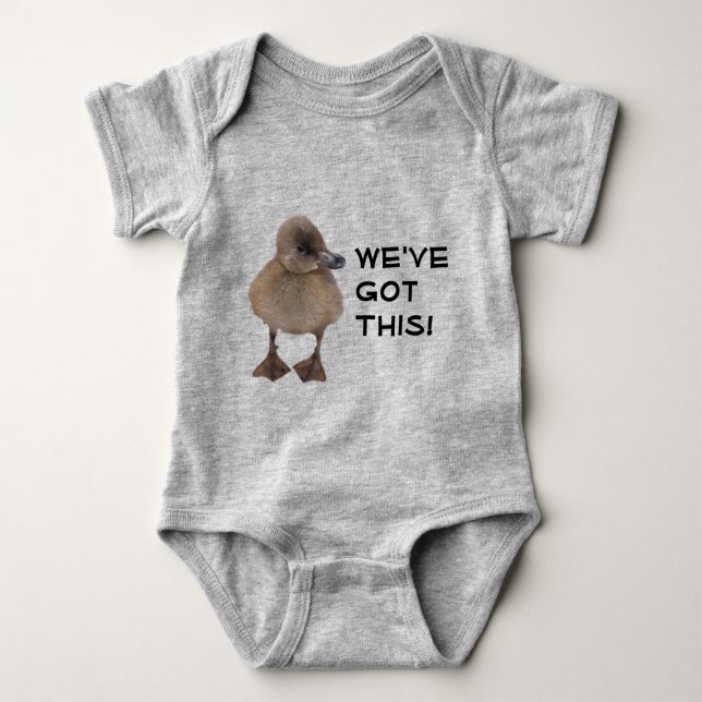 Baby Sprinkle Cute Grey Duckling Custom Baby Bodysuit (Front)