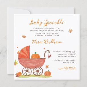 Baby Sprinkle Fall Pumpkin Carriage Baby Shower Invitation