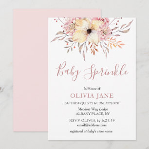 Baby Sprinkle Floral Baby Shower Invitation Pink