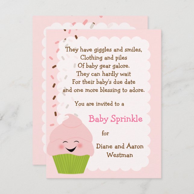 Baby Sprinkle In Pinks Invitation (Front/Back)