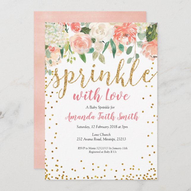 Baby Sprinkle Invitation Card Floral (Front/Back)