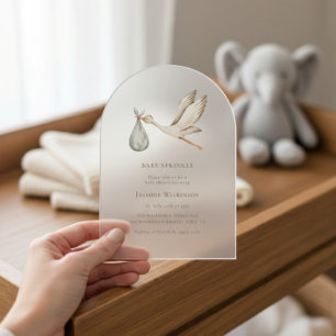 Baby sprinkle minimal watercolor baby shower acrylic invitations