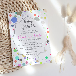Baby Sprinkle Multicolor Polka Dots Baby Shower Invitation