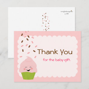 Baby Sprinkle Party Thank You in Pink Postcard