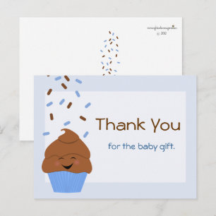Baby Sprinkle Party Thank You Postcard in Blue