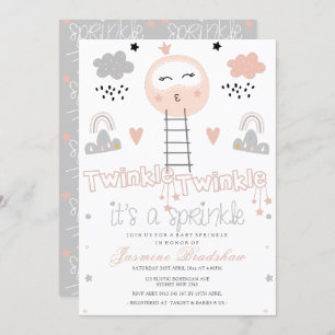 Baby Sprinkle Pathway to the Moon Pink Grey Invitation