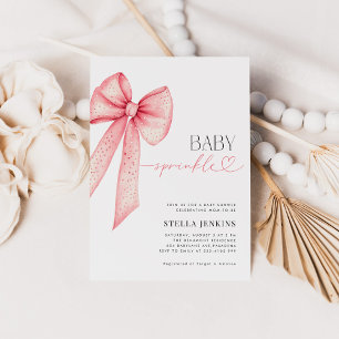 Baby Sprinkle Pink Bow Baby Shower Invitation