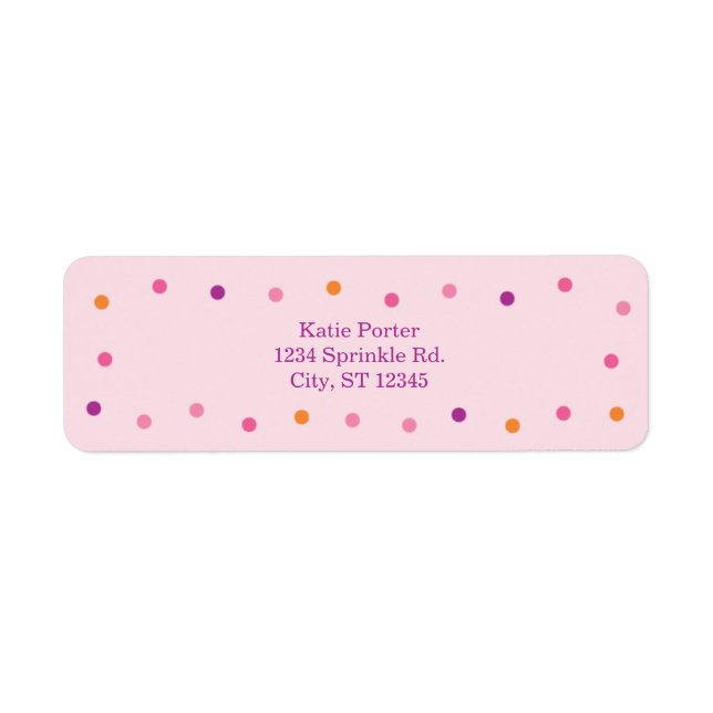 Baby Sprinkle Pink Girl Baby Shower Return Address Label (Front)