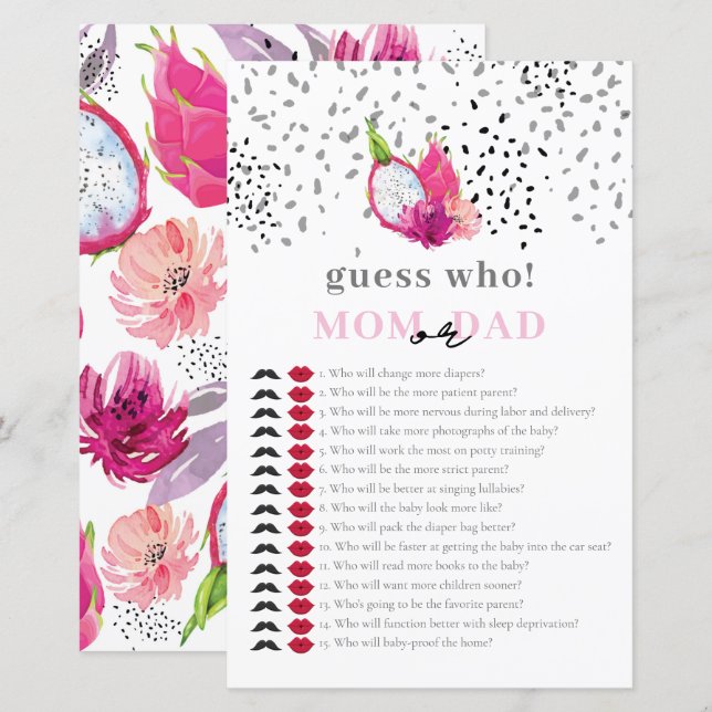 Baby Sprinkle Pitaya Dragon Fruit Guess who Game (Front/Back)