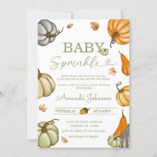 Baby Sprinkle Sage Rustic Pumpkin Baby Shower Invitation