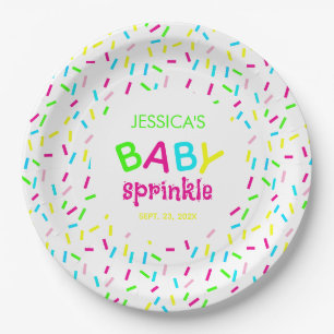 Baby Sprinkle Shower  Colourful Rainbow Sprinkles Paper Plate