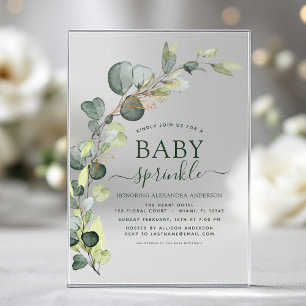 Baby Sprinkle Shower Greenery Eucalyptus Succulent Acrylic Invitations