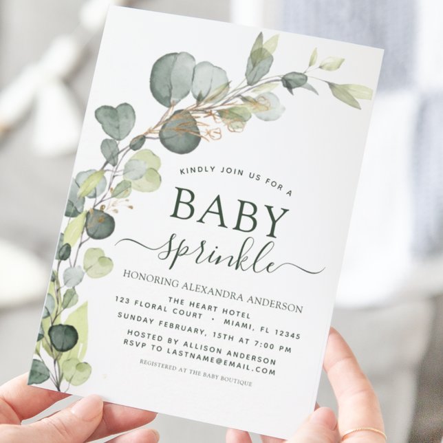 Baby Sprinkle Shower Greenery Eucalyptus Succulent Invitation (Creator Uploaded)