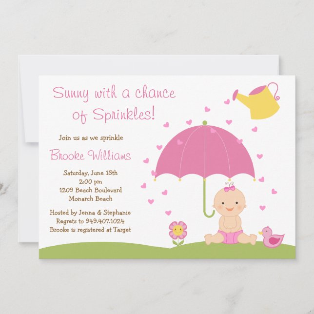 Baby Sprinkle Shower Invitation for Baby Girl (Front)