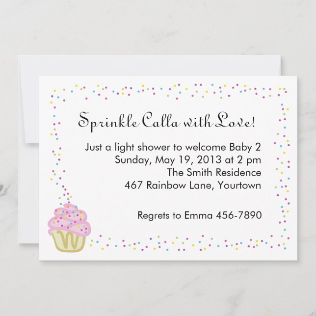 Baby Sprinkle Shower Invitation with Pink Cupcake (Front)