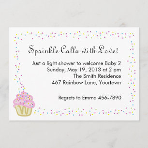 Baby Sprinkle Shower Invitation with Pink Cupcake