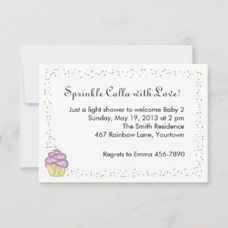 Baby Sprinkle Shower Invite with Purple Cupcake