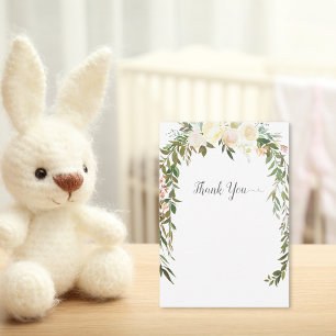 Baby Sprinkle Shower Thank You Elegant White Rose Card